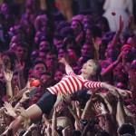 Taylor Swift crowd surfs as she performs “We are Never Getting Back Together” during the 2012 MTV Video Music Awards in Los Angeles