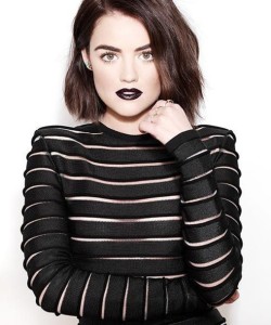 dn5zk9-l-610x610-dress-black+dress-lucy+hale-stripes-dark+lipstick-striped+sweater-black+sweater-short+hair