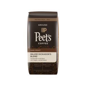 Peet’s coffee major dickason’s blend dark roast ground coffee 20 oz. bag for $13 at amazon.com 