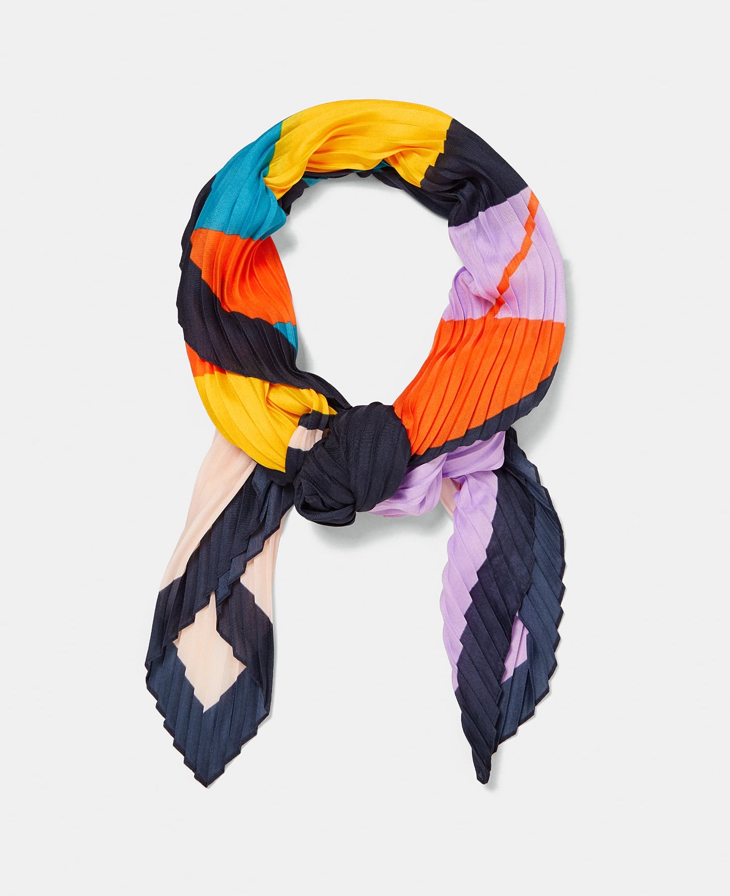 Pleated scarf with stripes, $26, zara.com