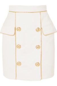 $1295 balmain button-detailed woven mini skirt from net-a-porter.com