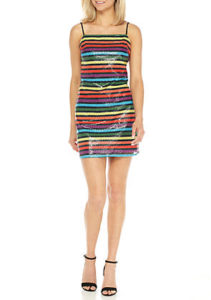 Wayf rainbow sequin mini dress for $89 from belk.com