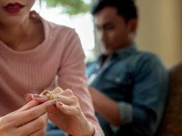 Couple getting divorced wedding ring