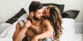 man and woman in bedroom