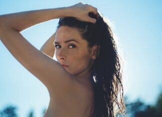 woman in summer clear skin