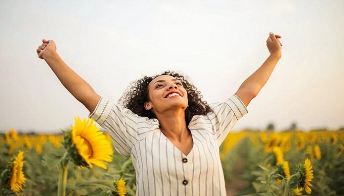 person being happy, not worrying about things
