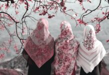 three muslim woman celebrating ramadan together in peace