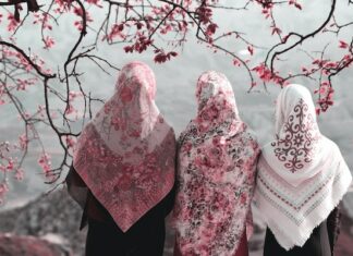 three muslim woman celebrating ramadan together in peace