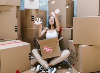 Woman Packing for Movers
