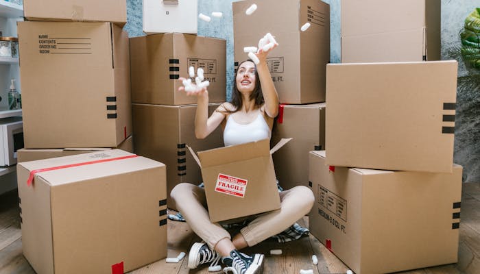 Woman Packing for Movers