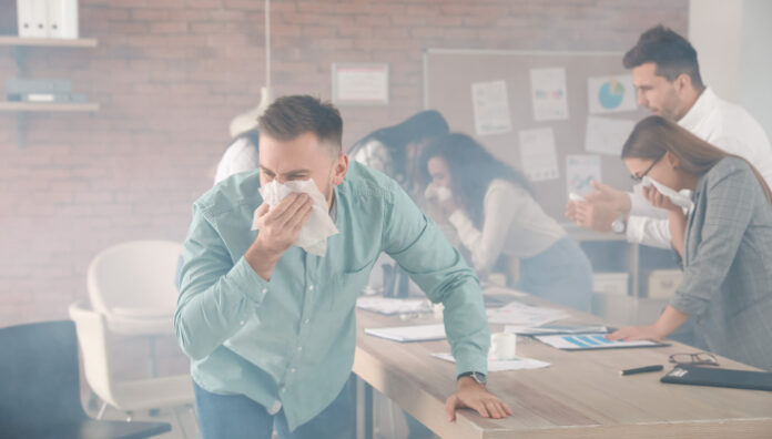Evacuation,Of,People,From,Burning,Office,Building workplace fire