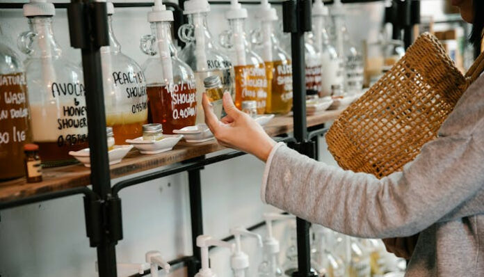 pexels-sarah-chai-7262990 Woman Looking at Shampoo With Plant Extracts