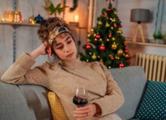 Woman Alone on Christmas as Single Parent