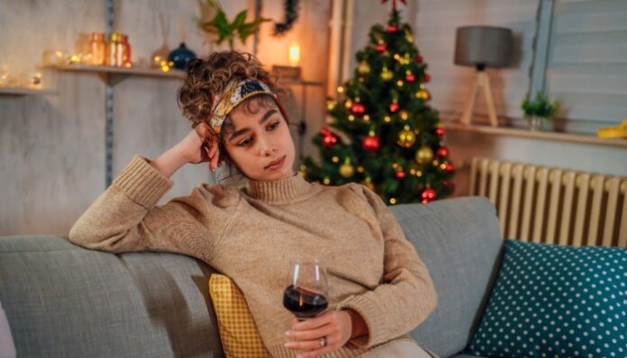 Woman Alone on Christmas as Single Parent
