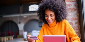 How to Use ChatGPT to Shop Smarter Online Woman Making Online Purchase After Chat GPT Saves Money