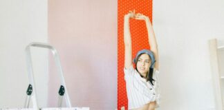 Woman Creating Accent Wall