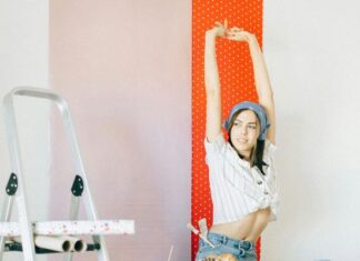 Woman Creating Accent Wall
