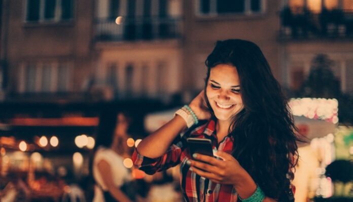 Woman exploring dating apps