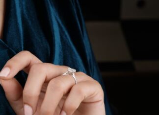 Woman Wearing Single Diamond RIng