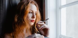 Woman Smoking to Hide Addiction