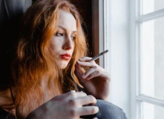 Woman Smoking to Hide Addiction
