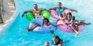 Family Enjoying Lazy River at Water Park