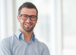 Man Wearing New Glasses