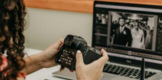 Woman Making Photo Adjustments on Camera