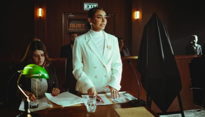 Justice for Trauma Victim Woman Standing Up in Court Room