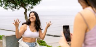 Two Young Women Recording a TikTok Video for Social Media
