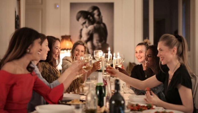 Dinner Party Women Enjoying a Dinner Party
