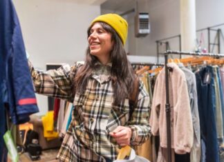 Dressing With Ease & Confidence With Coldwater Creek Woman Shopping in Retail Clothing Store