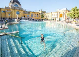 Woman Swimming in Budapest