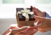Man Giving Gift to Woman for Special Occasion Picked From Her Gift Registry